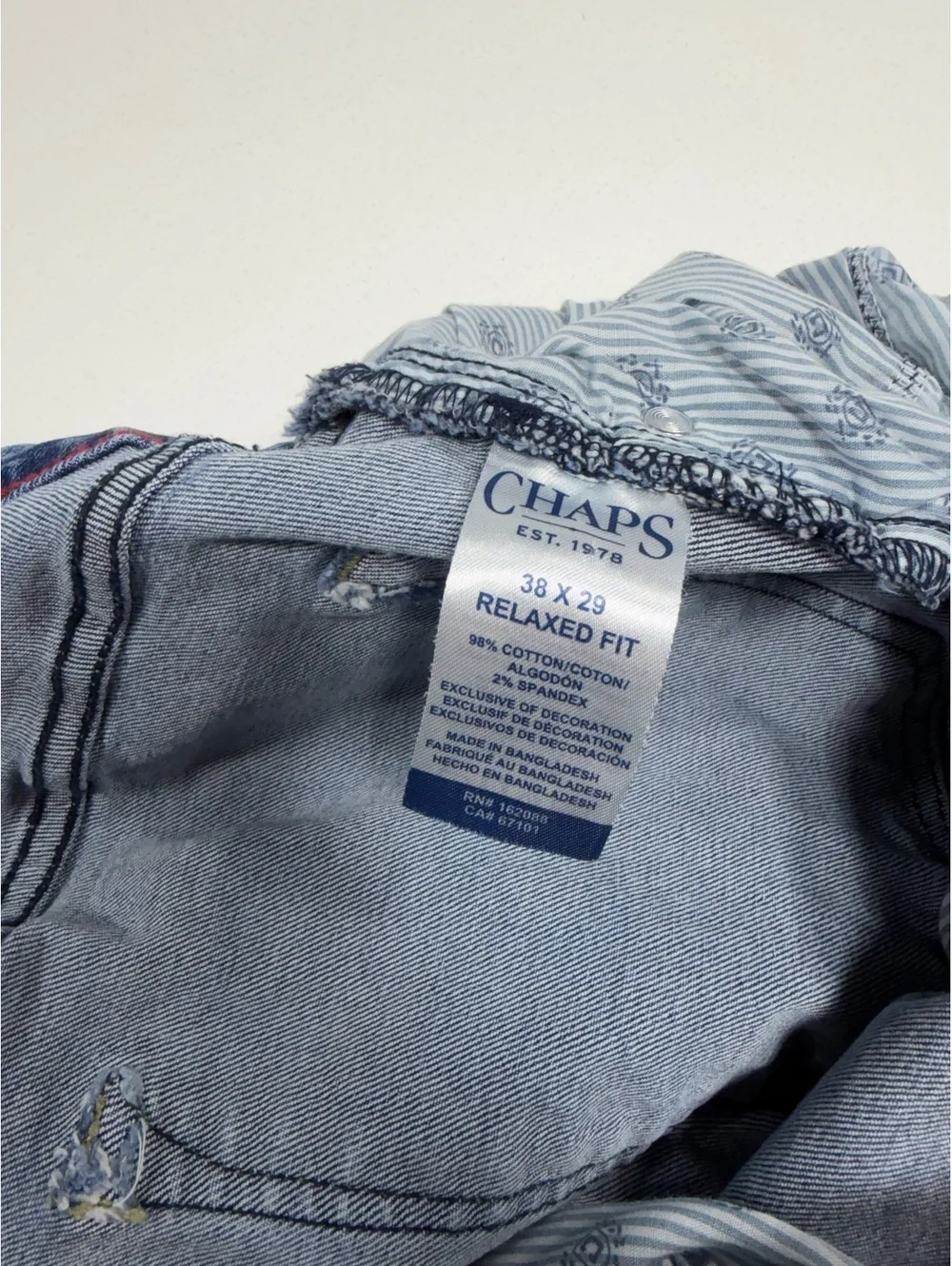 Chaps Mens Relaxed Fit Jeans 38x29 Blue Light Wash Straight Denim Casual